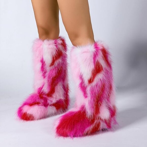 Knee-High Faux Fur Boots WIDE SZ - Picture 5 of 5